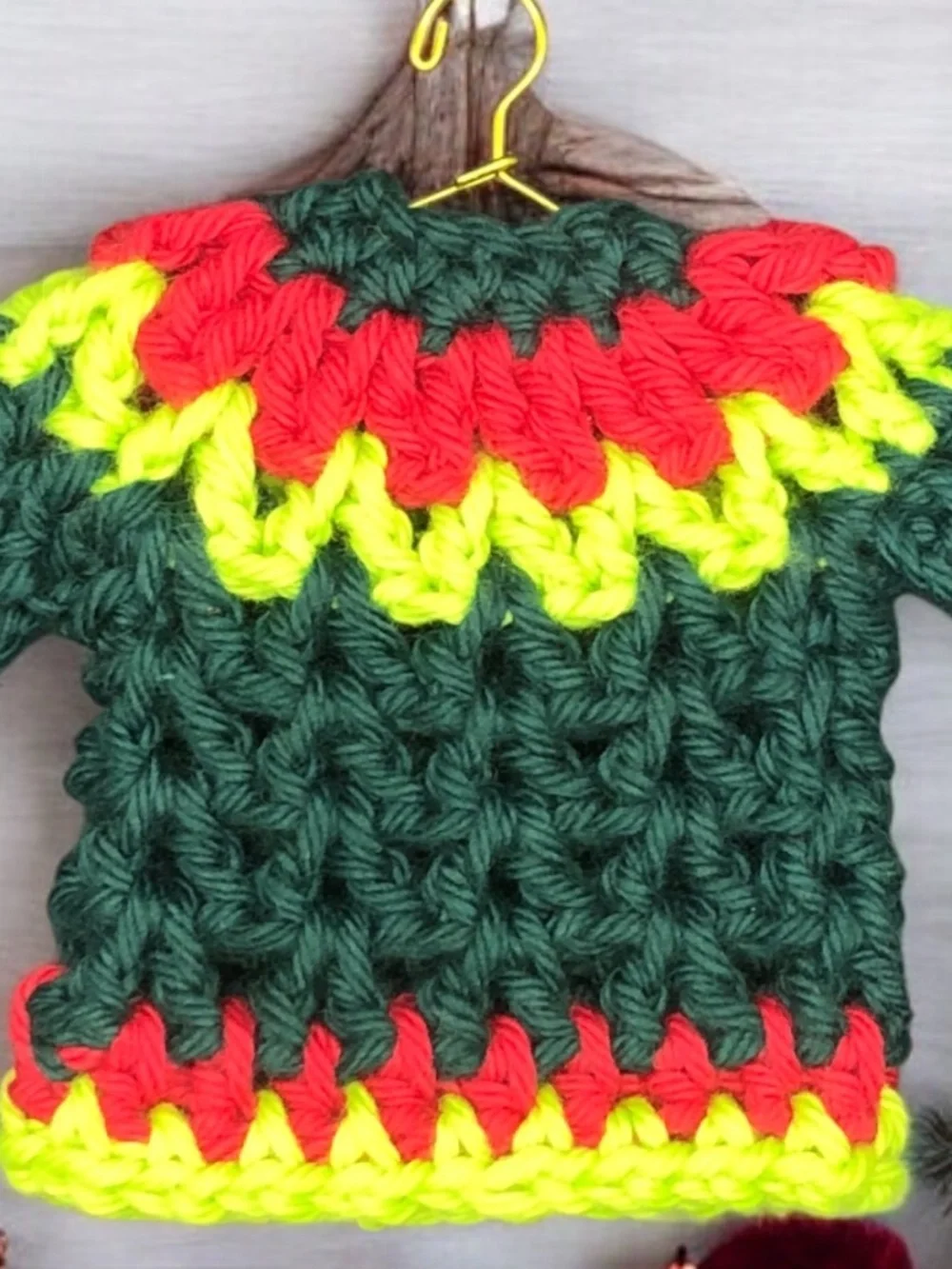 Mini Crochet Sweater Ornament, Gift Tag, Bag Accessory